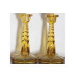 PAIR OF VICTORIAN GLASS CANDLESTICKS 19 cm. high (2)