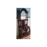 SMALL EDWARDIAN MAHOGANY HALL STAND the bevelled mirror back, above a drawer, flanked by an umbrella