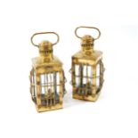 PAIR OF NINETEENTH-CENTURY STORM LANTERNS 28 cm. high; 14 cm. wide; 14 cm. deep (2)