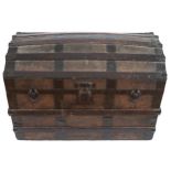 NINETEENTH-CENTURY METAL BOUND TRUNK 55 cm. high; 84 cm. wide; 47 cm. deep