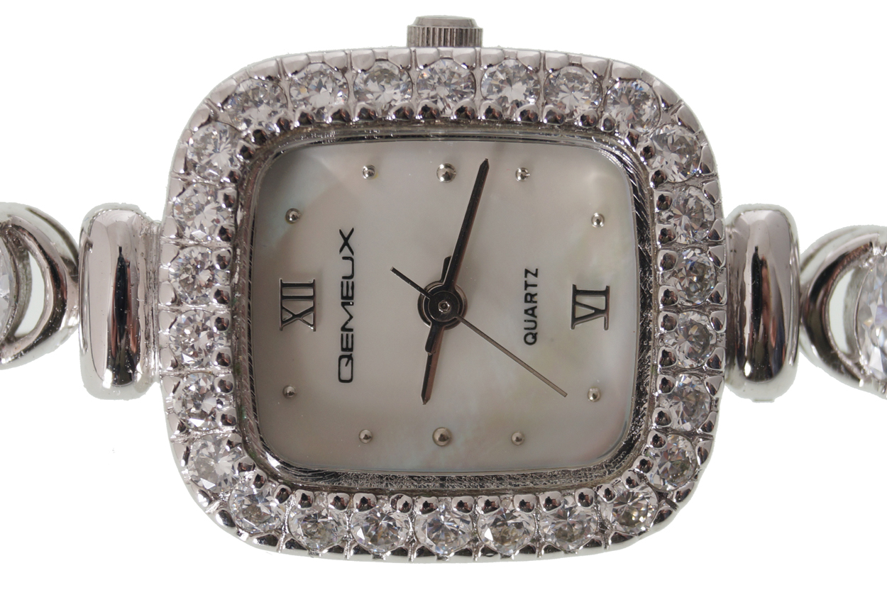 SILVER LADIES WATCH AND BRACELET QEMEUX