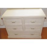 PAINTED PINE CHEST of five drawers 105 cm. wide; 56 cm. deep; 125 cm. high