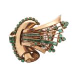 14 CT. GOLD AND EMERALD BROOCH