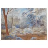 ENGLISH SCHOOL, NINETEENTH-CENTURY A wooded river scene Watercolour Signed with monogram ÒCRÓ. 9 x