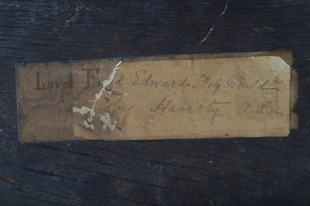 JOSEPH PATRICK HAVERTY, RHA (IRISH, 1794-1864) Lord Edward Fitzgerald Oil on panel Label on - Image 6 of 6