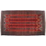 BUKHARA CARPET red ground, numerous borders 330 x 183 cm.