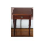 PAIR OF MODERN MAHOGANY LAMP TABLES each with a drawer 43 cm. wide; 36 cm. deep; 61 cm. high (2)