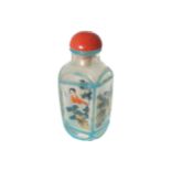 CHINESE QING PERIOD GLASS AND INSIDE PAINTED SNUFF BOTTLE 6 cm. high