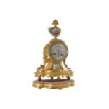 NINETEENTH-CENTURY FRENCH ORMOLU AND SEVRES MANTLE CLOCK with painted and enamelled dial 35 cm.