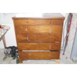 NINETEENTH-CENTURY MAHOGANY BOXWOOD INLAID CHEST of five long drawers, raised on bracket feet 103