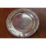 SILVER PLATED SOUS-PLAT gift from Mrs. Charlotte Bloomfield, 1824 25 cm diameter
