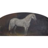 ENGLISH SCHOOL, NINETEENTH-CENTURY Study of a white horse in a stable Titled ÒSilvertailÓ Oil on