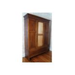 EDWARDIAN MAHOGANY AND MARQUETRY WARDROBE the moulded crown, above a central door, flanked by