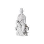 CHINESE EIGHTEENTH-CENTURY DEHUA BLANC DE CHINE FIGURE OF GUANYIN 28 cm. high