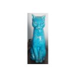 NINETEENTH-CENTURY POOLE POTTERY CAT 25 cm. high