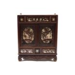 NINETEENTH-CENTURY CHINESE MOTHER OÕPEARL INLAID HANGING CABINET 61 cm. high; 51 cm. wide; 23 cm.