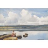 JOHN SKELTON (IRISH, 1925-2009) Lakeside reflections, Blessington, Co. Wicklow Watercolour Signed 35