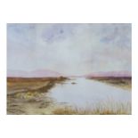 SELINE REILLY An extensive bog land scene Watercolour Inscribed and dated Seline 1997 21 x 29