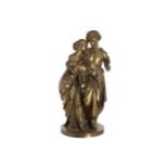 MOREAU gilt bronze family group, signed 43 cm. high