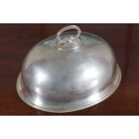 GEORGE III SHEFFIELD PLATED MEAT COVER of oval form with beaded edge 28 cm. wide