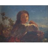 IRISH SCHOOL, NINETEENTH-CENTURY Young girl with a basket Oil canvas 7 x 9 inches; 18 x 23 cm.