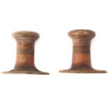 GROUP OF TWO WALL MOUNTED MAHOGANY AND CAST IRON TACK RACKS 8 cm. wide