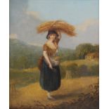 FRANCIS WHEATLEY (ENGLISH, 1747-1801) The gleaner Young girl in a cornfield Oil on canvas 24_ x