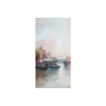 ENGLISH SCHOOL, EARLY TWENTIETH-CENTURY Fishing boats in an estuary Watercolour Signed with initials