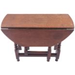 EIGHTEENTH-CENTURY OAK GATE-LEG TABLE the rectangular top with curved ends and D-shaped drop leaves,