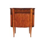 NINETEENTH-CENTURY KINGWOOD AND MARQUETRY SIDE CABINET the kidney shaped top, above a brushing slide