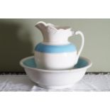 VICTORIAN DELPH JUG AND BASIN