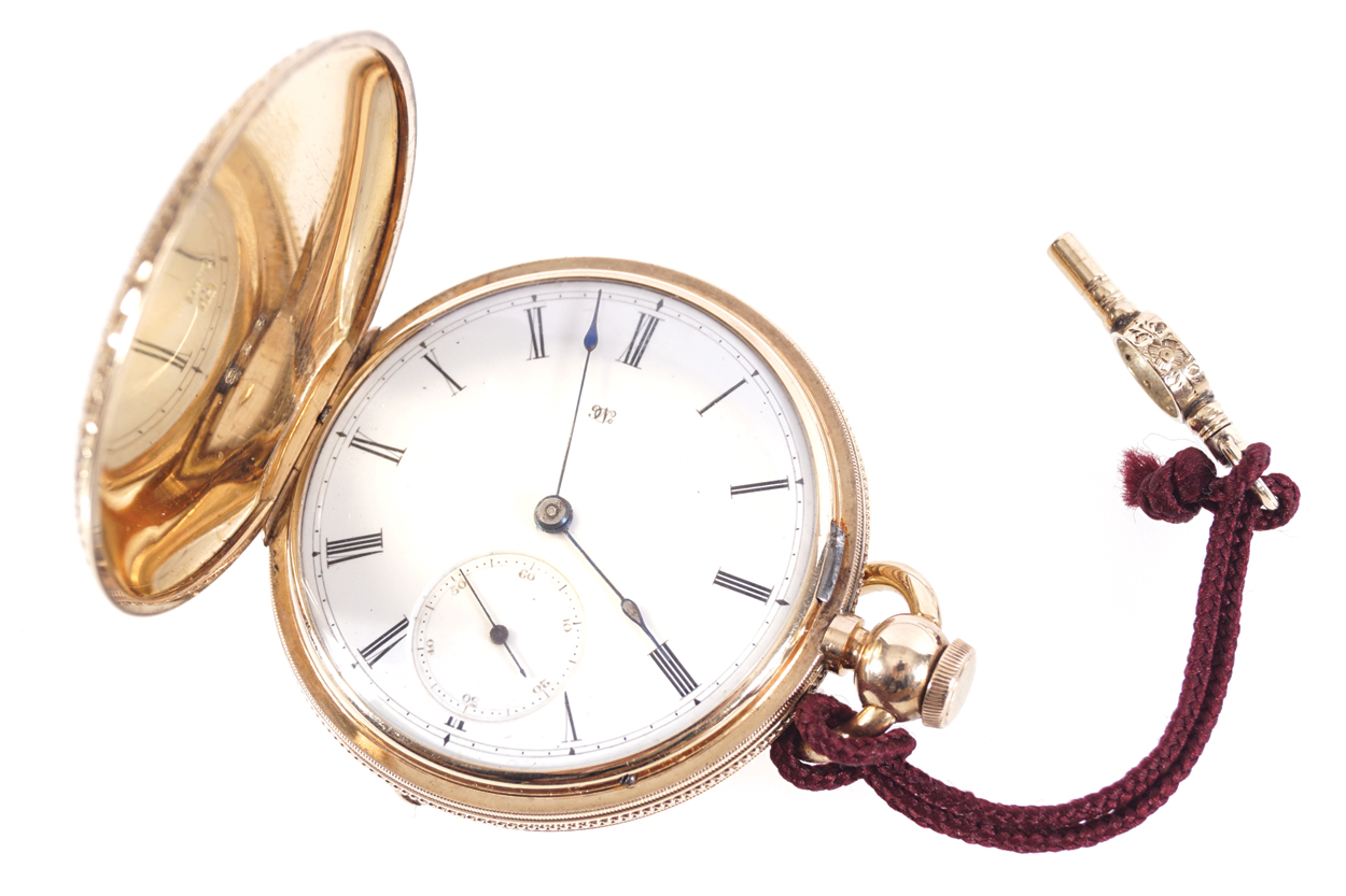 NINETEENTH-CENTURY 18 CT. GOLD HUNTERÕS WATCH with richly engraved back and front