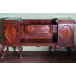 EDWARDIAN PERIOD MAHOGANY CHIPPENDALE PEDESTAL SIDEBOARD each with a raised coffered lid, above a