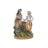 NINETEENTH-CENTURY STAFFORDSHIRE GROUP OF FIGURES Woman pouring a jug of wine 18 cm. high