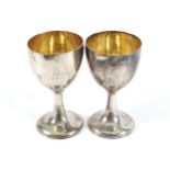 A PAIR OF PLAIN IRISH SILVER WINE GOBLETS, THOMAS JONES, DUBLIN, CIRCA 1780 A plain pair of wine