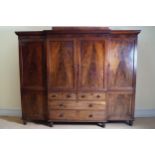 GEORGE III PERIOD MAHOGANY BREAKFRONT WARDROBE 253 cm. wide; 54 cm. deep; 200 cm. high