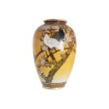 NINETEENTH-CENTURY SATSUMA PARCEL GILT POLYCHROME VASE of baluster form, decorated with birds