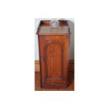 VICTORIAN MAHOGANY BEDSIDE LOCKER with arched panelled door 39 cm. wide