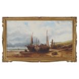 R. STUBBS, CIRCA 1864 Mending the sails Oil on canvas Signed 34 x 57 cm.