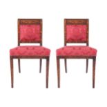 PAIR OF NINETEENTH-CENTURY DUTCH MARQUETRY BRASS MOUNTED SIDE CHAIRS, CIRCA 1810 each with a
