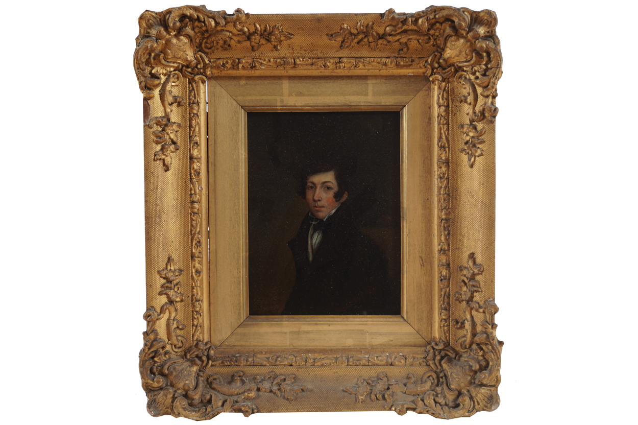 JOSEPH PATRICK HAVERTY, RHA (IRISH, 1794-1864) Lord Edward Fitzgerald Oil on panel Label on - Image 2 of 6