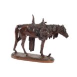 NINETEENTH-CENTURY BRONZE SCULPTURE Horse with dead game, J.W. Wilmotte 40 cm. high; 42 cm. wide; 13