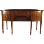 GEORGE III PERIOD MAHOGANY BOXWOOD AND STRING INLAID SIDEBOARD the rectangular curved breakfront