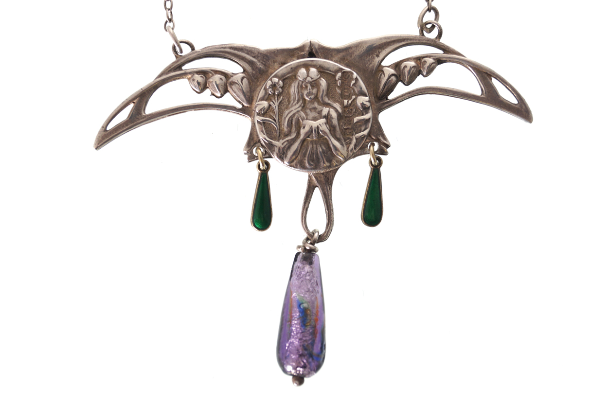 EDWARDIAN SILVER AND ENAMEL SUFFRAGETTE PENDANT by Samuel Levi, 1910