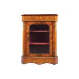 PAIR OF NINETEENTH-CENTURY ORMOLU MOUNTED WALNUT AND MARQUETRY PIER CABINETS each with a rectangular