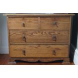 EDWARDIAN CHEST of 2 short and 2 long drawers furnished with tear drop brass handles 108 cm. wide;