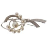 ART NOUVEAU STERLING SILVER AND CULTURED PEARL BROOCH