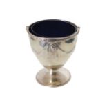 NINETEENTH-CENTURY STERLING SILVER SUGAR BOWL with original blue glass liner, London 9 cm. high