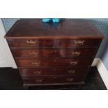 NINETEENTH-CENTURY MAHOGANY AND INLAID CHEST of two short and four long drawers, furnished with