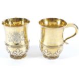 AN IMPORTANT AND RARE PAIR OF IRISH SILVER GILT CHOCOLATE CUPS, DAVID KING (MAKERÕS MARK ONLY),